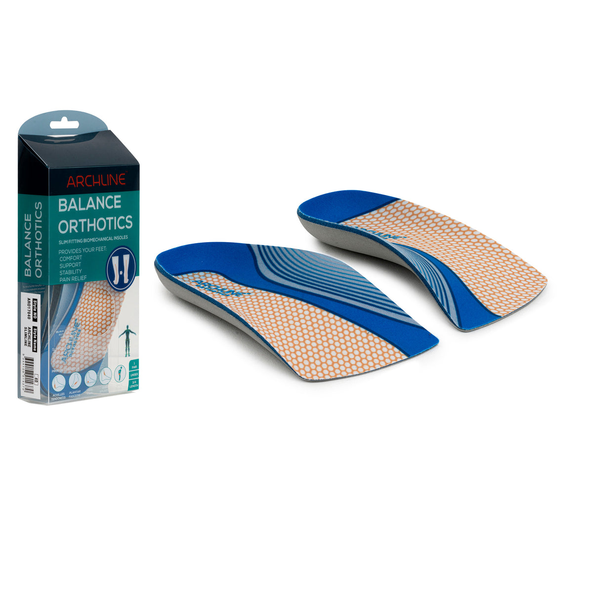 ARCHLINE 3/4 Slim Orthotics Plantar Fasciitis Insoles Balance Support Relief - EUR 45