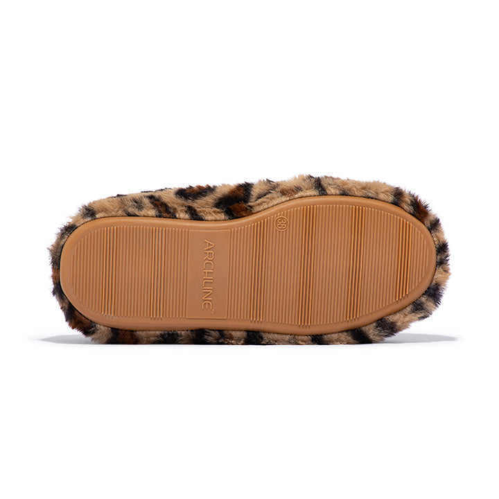 Archline Orthotic Slippers Closed – Leopard Tan