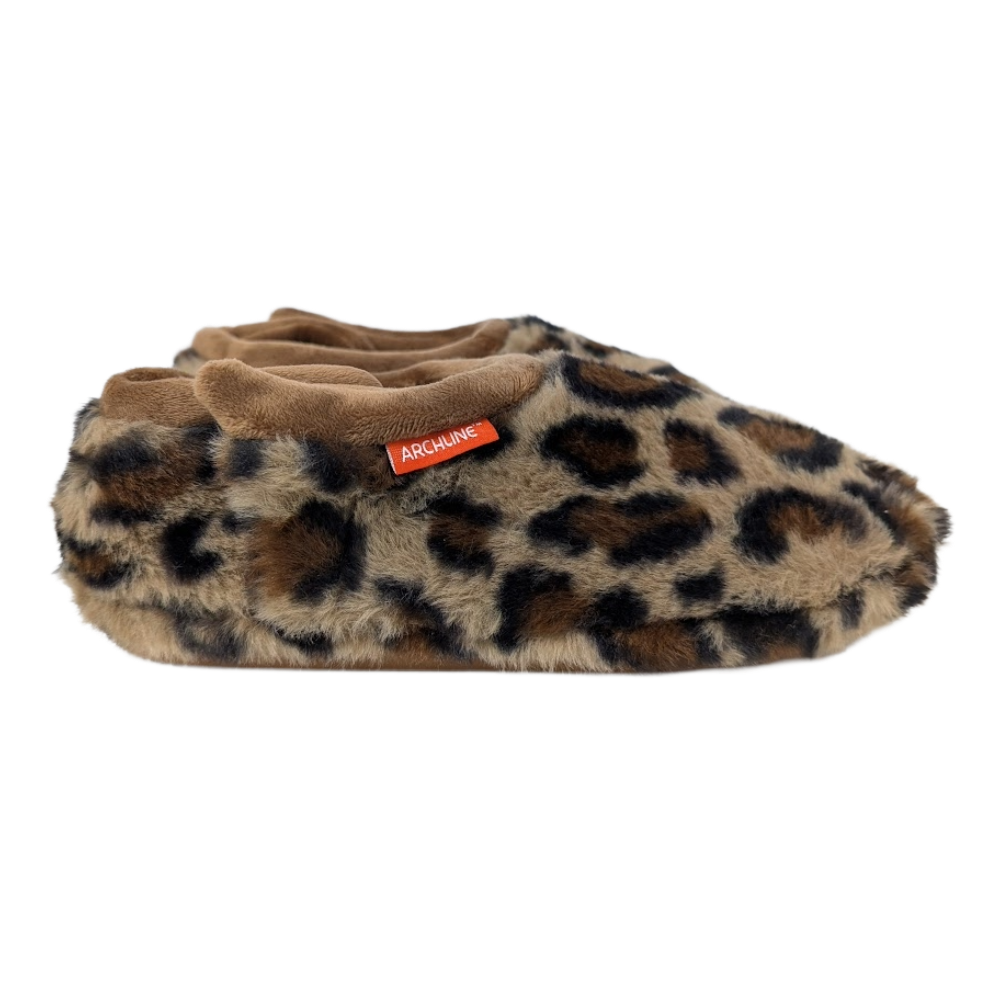 Archline Orthotic Slippers Closed – Leopard Tan
