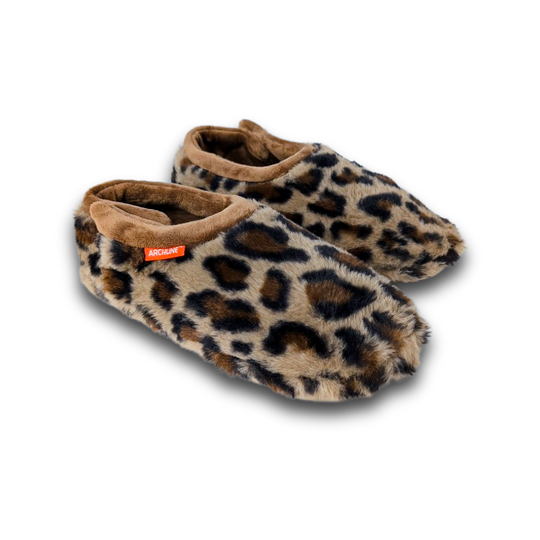 Archline Orthotic Slippers Closed – Leopard Tan