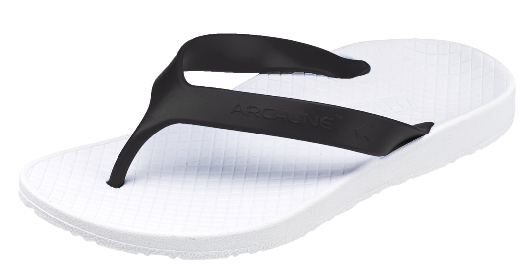 Archline Kids Orthotic Thongs – White/Black
