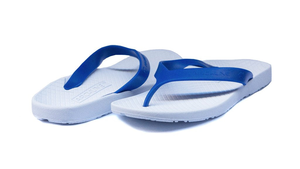 Archline Kids Orthotic Thongs – White/Blue