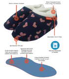 Archline Orthotic Slippers Closed – Navy with Pink Hearts